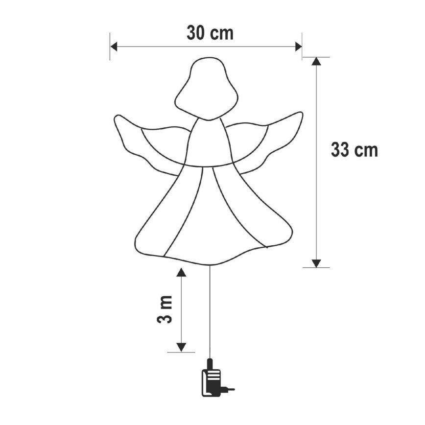 Decorațiune LED de Crăciun pentru fereastră, 35xLED/3xAA, IP44, înger, lumină albă caldă