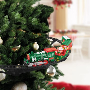 Decorațiune LED de Crăciun, trenuleț pentru brad, LED/2xAA pr. 80 cm