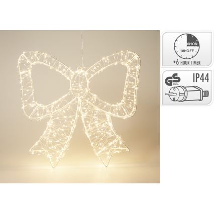Decorațiune LED de exterior pentru Crăciun 720xLED/6W/230V 46 cm IP44 alb cald fundă/alb