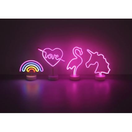 Decorațiune LED neon de masă Globo LED/2W/3xAA curcubeu