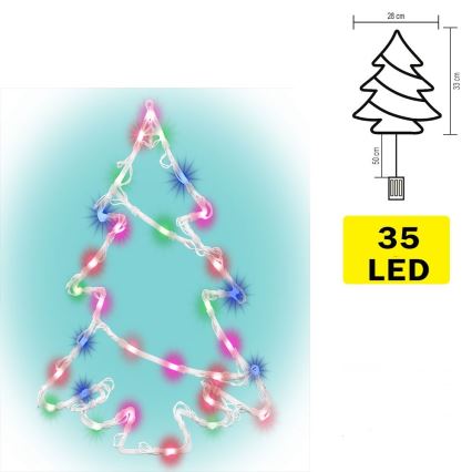 Decorațiune LED pentru fereastră 35xLED/3xAA multicoloră
