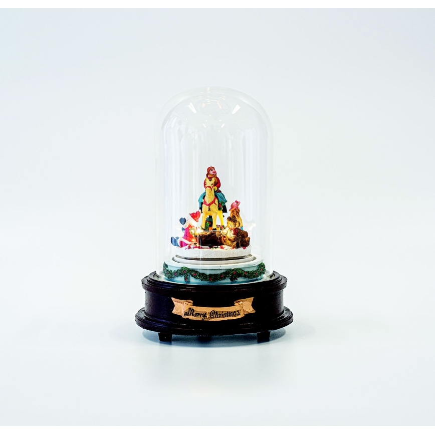 Decorațiune LED RGB animată de Crăciun cu muzică 8xLED/3xAAA alb cald