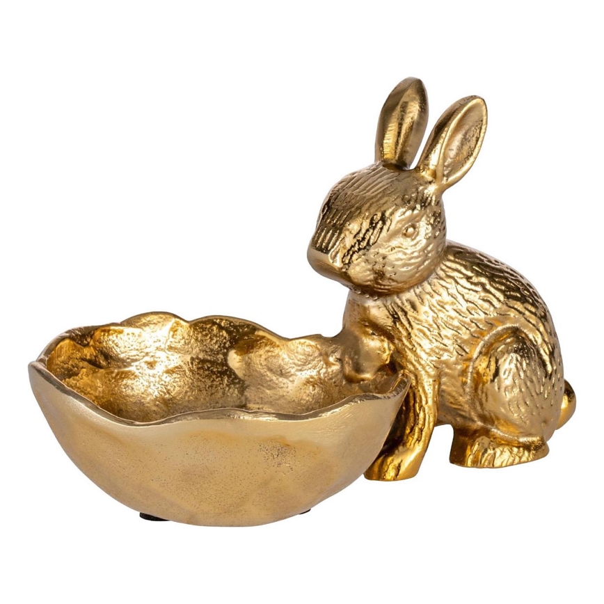 Decorațiune metalică Eglo 12x20 cm iepure cu bol/auriu