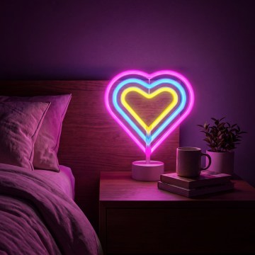 Decorațiune neon de masă LED/2W/3xAA USB inimă