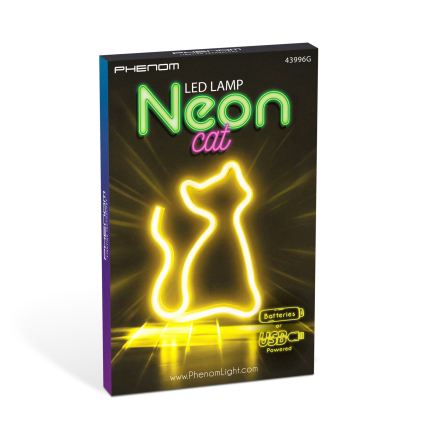 Decorațiune neon LED de masă, 2W, 3xAA/USB – Pisică