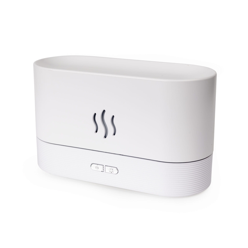 Difuzor de aromă cu ultrasunete LED RGB și umidificator de aer cu iluminare de fundal, capacitate 180 ml, alb