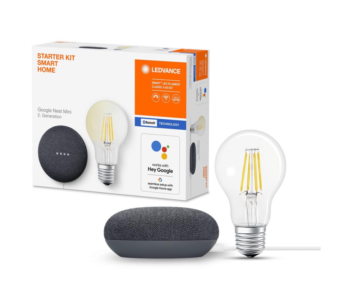 Difuzor inteligent Google Nest Mini + bec LED SMART+ E27 Ledvance