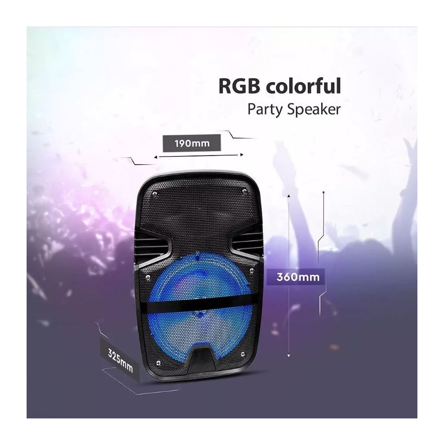 Difuzor portabil cu microfon Bluetooth 15W/3,7V LED RGB + telecomandă