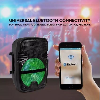 Difuzor portabil cu microfon Bluetooth 15W/3,7V LED RGB + telecomandă