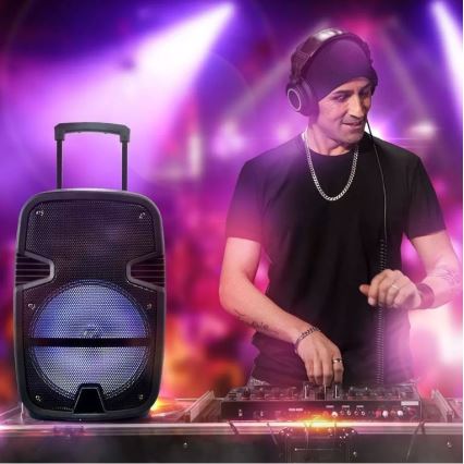 Difuzor portabil cu microfon Bluetooth 35W/3,7V LED RGB + telecomandă