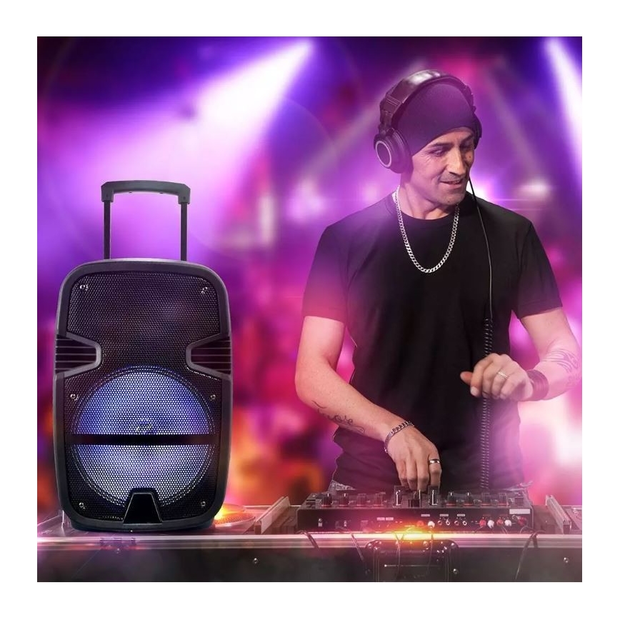 Difuzor portabil cu microfon Bluetooth 35W/3,7V LED RGB + telecomandă