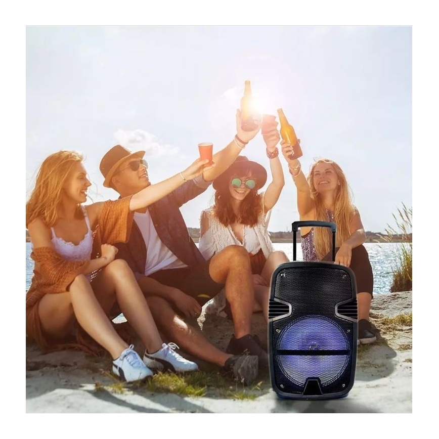 Difuzor portabil cu microfon Bluetooth 35W/3,7V LED RGB + telecomandă