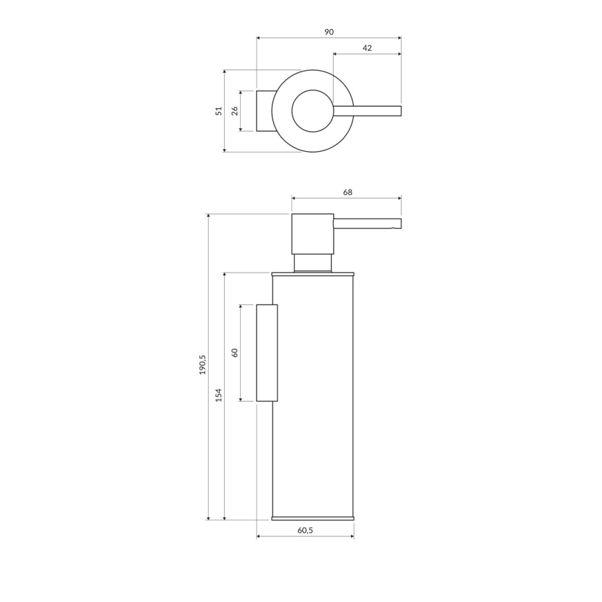 Dozator de perete pentru săpun OMNIRES MP60721BL MODERN PROJECT 150 ml negru mat