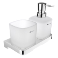 Dozator de săpun și suport de periuțe de dinți de perete NIMCO MA 2905831C-26 MAYA 320 mm sticlă mată/crom lucios
