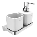 Dozator de săpun și suport de periuțe de dinți de perete NIMCO MA 2905831K-T-26 MAYA 320 mm alb/crom lucios