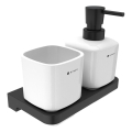 Dozator de săpun și suport de periuțe de dinți de perete NIMCO MAC 2905831K-T-90 MAYA 320 mm alb/negru mat