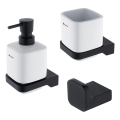 Dozator de săpun, suport de periuțe și cârlig de perete NIMCO MAC set-31K-T-90 MAYA 320 mm alb/negru mat