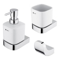 Dozator de săpun, suport de periuțe și cârlig de perete NIMCO NK set-31K-26 NIKAU 320 mm alb/crom lucios