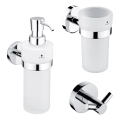 Dozator de săpun, suport de periuțe și cârlig de perete NIMCO UN set-31W-26 UNIX 250 mm sticlă mată/crom lucios