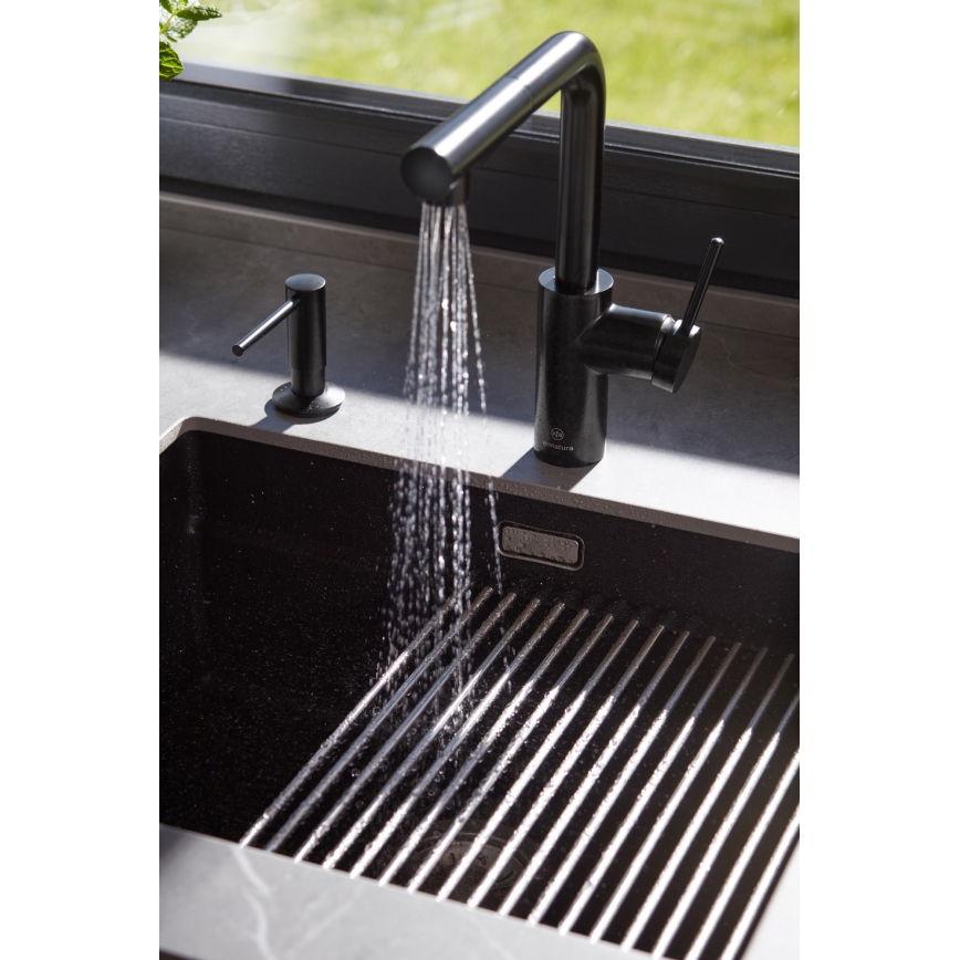 Dozator încastrat de săpun KFA Armatura 990-100-81 DUERO oțel inoxidabil/negru mat