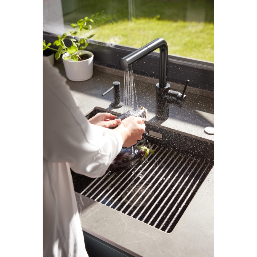 Dozator încastrat de săpun KFA Armatura 990-100-81 DUERO oțel inoxidabil/negru mat