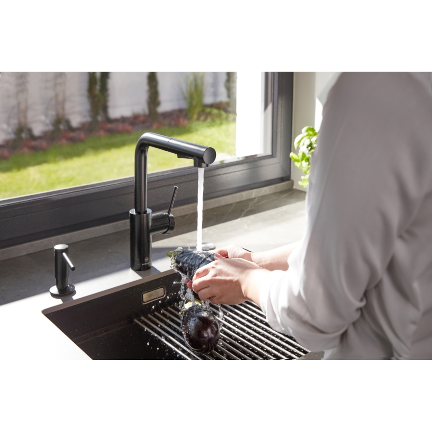 Dozator încastrat de săpun KFA Armatura 990-100-81 DUERO oțel inoxidabil/negru mat