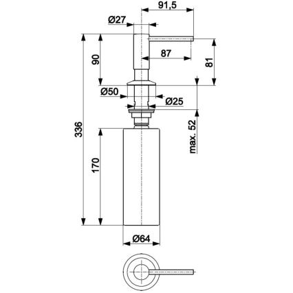 Dozator încastrat de săpun KFA Armatura 990-100-81 DUERO oțel inoxidabil/negru mat