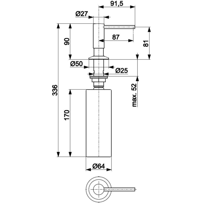 Dozator încastrat de săpun KFA Armatura 990-100-81 DUERO oțel inoxidabil/negru mat