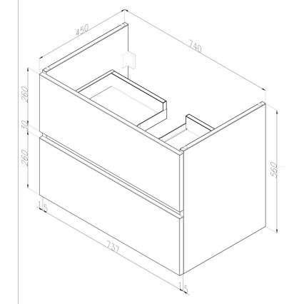 Dřevojas - Dulap pentru baie cu lavoar BANO 78x47 cm stejar închis/alb