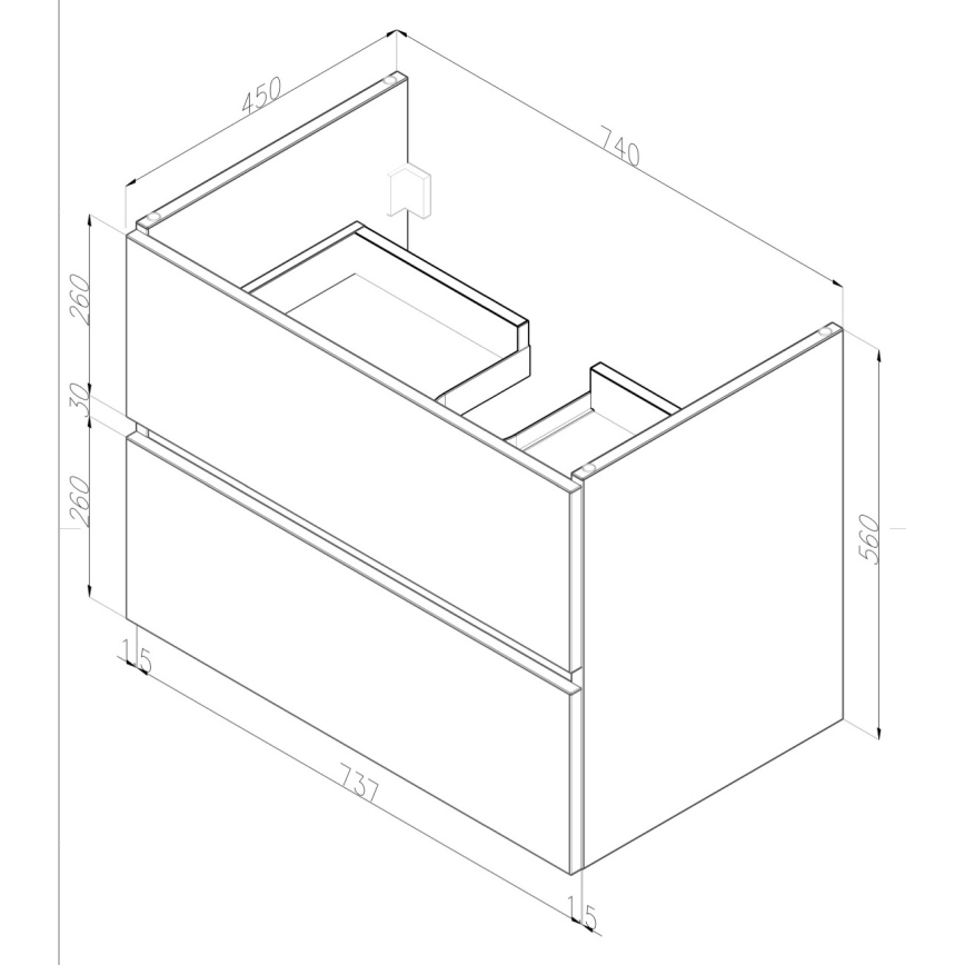 Dřevojas - Dulap pentru baie cu lavoar BANO 78x47 cm stejar închis/alb