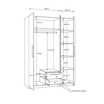 Dulap cu oglindă MARO 150x213 cm, stejar artisan