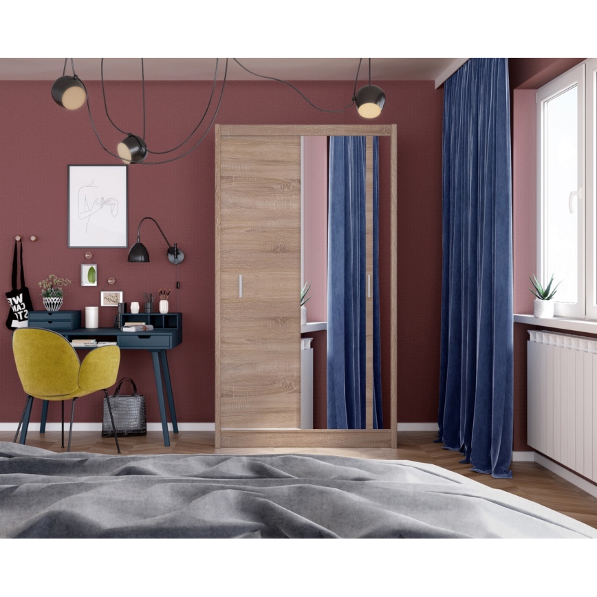 Dulap de haine cu oglindă SABRINA 120x215 cm stejar sonoma