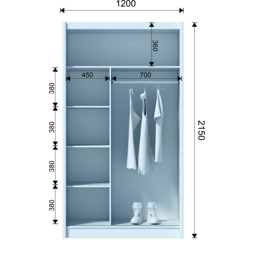 Dulap de haine cu oglindă SABRINA 120x215 cm stejar sonoma