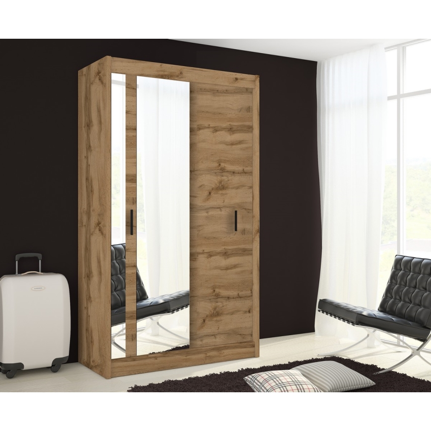 Dulap de haine cu oglindă SABRINA 120x215 cm stejar woltan