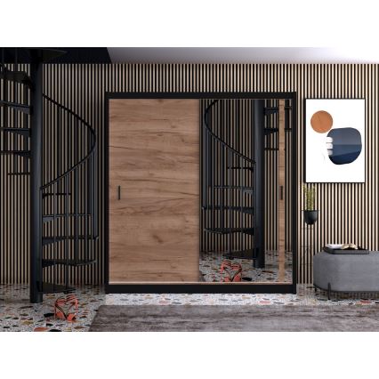 Dulap de haine cu oglindă SABRINA 180x215 cm stejar craft