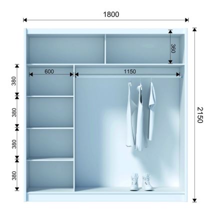 Dulap de haine cu oglindă SABRINA 180x215 cm stejar sonoma