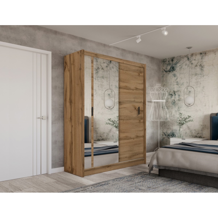 Dulap de haine cu oglindă SABRINA 180x215 cm stejar woltan