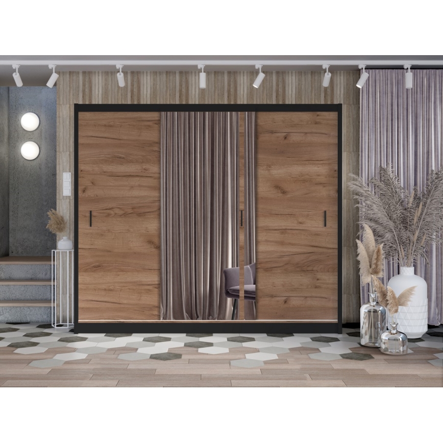 Dulap de haine cu oglindă SABRINA 250x215 cm stejar craft