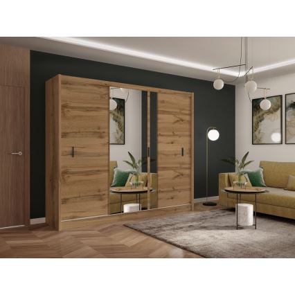 Dulap de haine cu oglindă SABRINA 250x215 cm stejar woltan