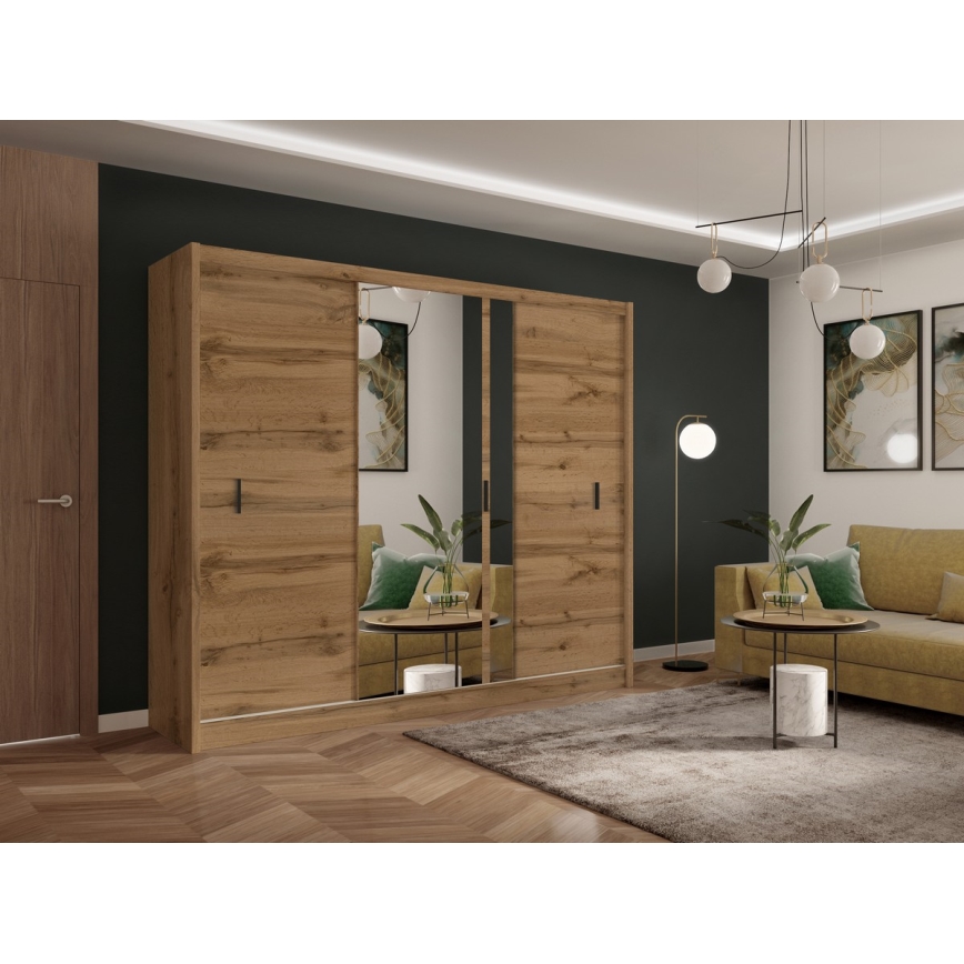 Dulap de haine cu oglindă SABRINA 250x215 cm stejar woltan