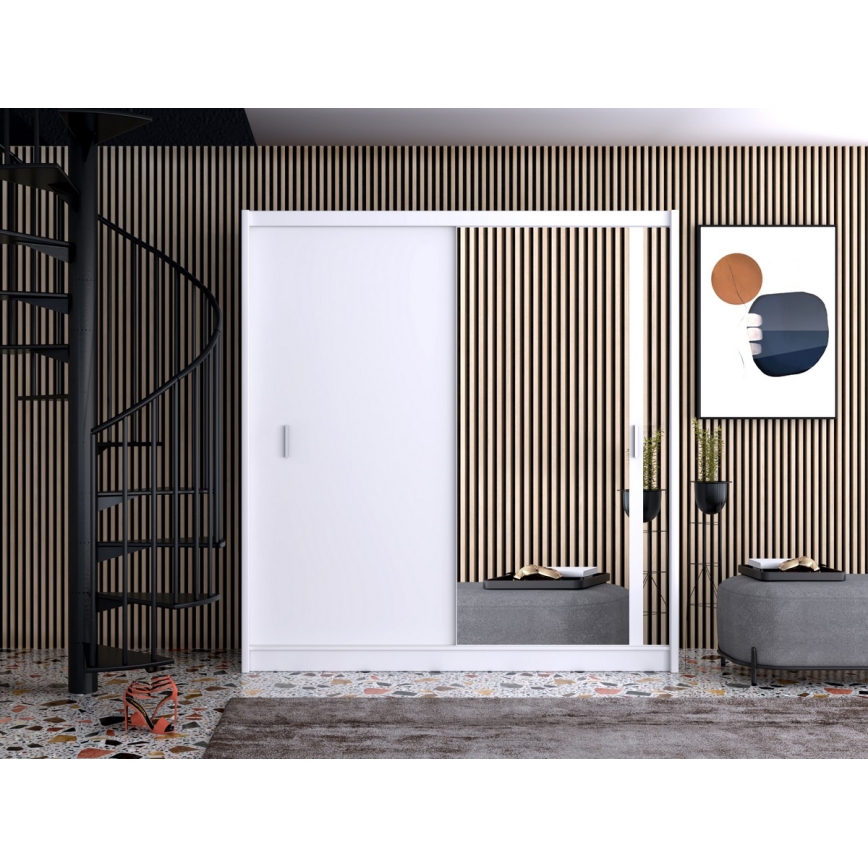 Dulap de haine cu oglindă SABRINA 203x215 cm alb