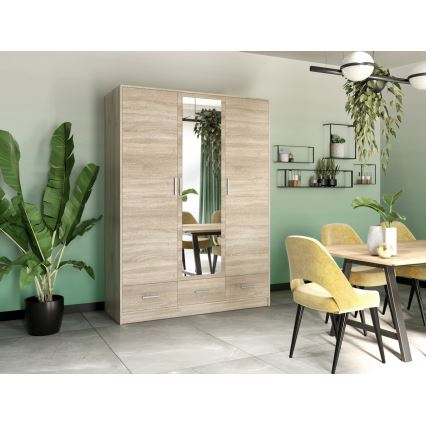 Dulap de haine cu oglindă SANNA 150x215 cm stejar sonoma