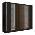 Dulap cu oglindă SANTINO, 250 x 215 cm, negru/stejar craft