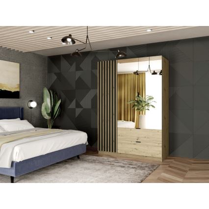 Dulap cu oglindă VISTA 150x215 cm, stejar artisan/grafit