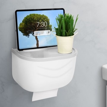 Dulap cu suport pentru hârtie igienică 21x13,5 cm alb/gri