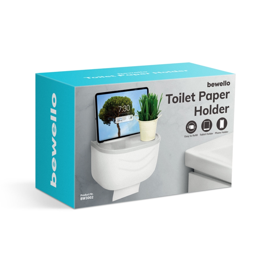Dulap cu suport pentru hârtie igienică 21x13,5 cm alb/gri