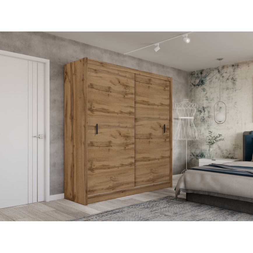 Dulap cu uși glisante SAPHIRA 203x215 cm stejar wotan