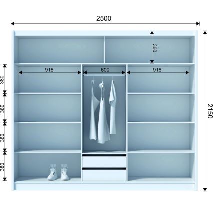 Dulap cu uși glisante SAPHIRA 250x215 cm stejar sonoma