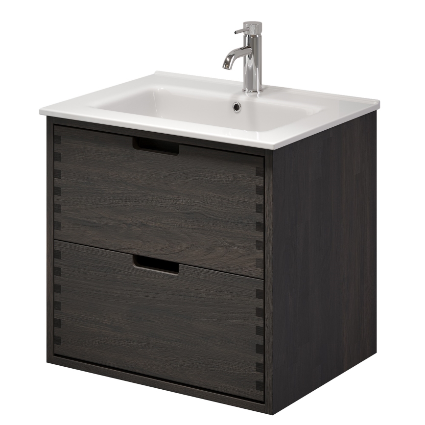 Dulap de baie cu chiuvetă GRIBSKOV 60 cm maro/stejar/alb