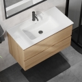 Dulap de baie cu chiuvetă KENWOOD, 91 cm, stejar/alb